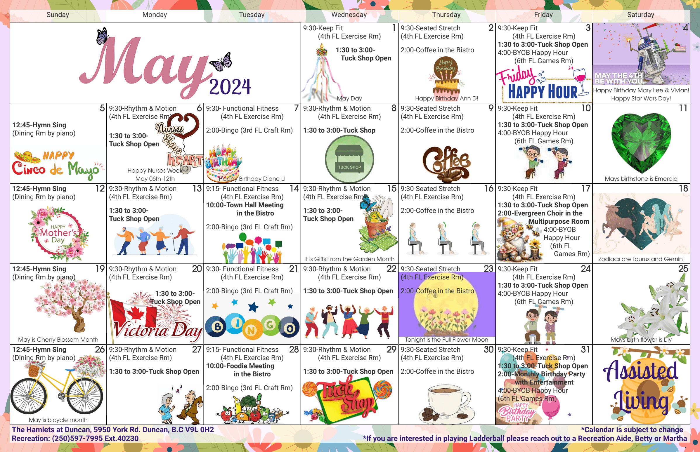 The Hamlets at Duncan May 2024 event calendar