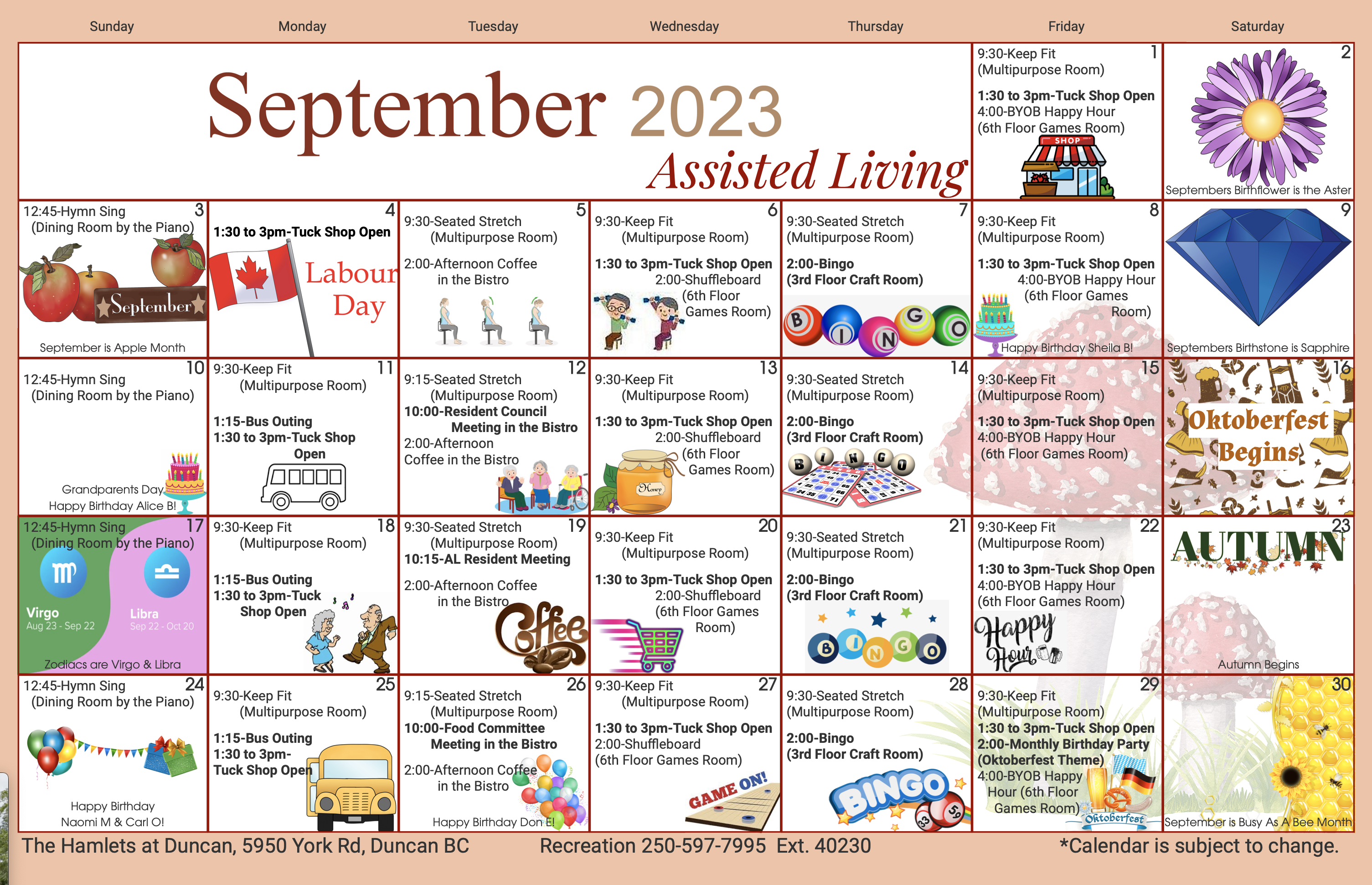 2023 Duncan Assisted living Events