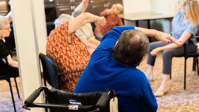 Health and Wellness services like chair yoga at Duncan's residence